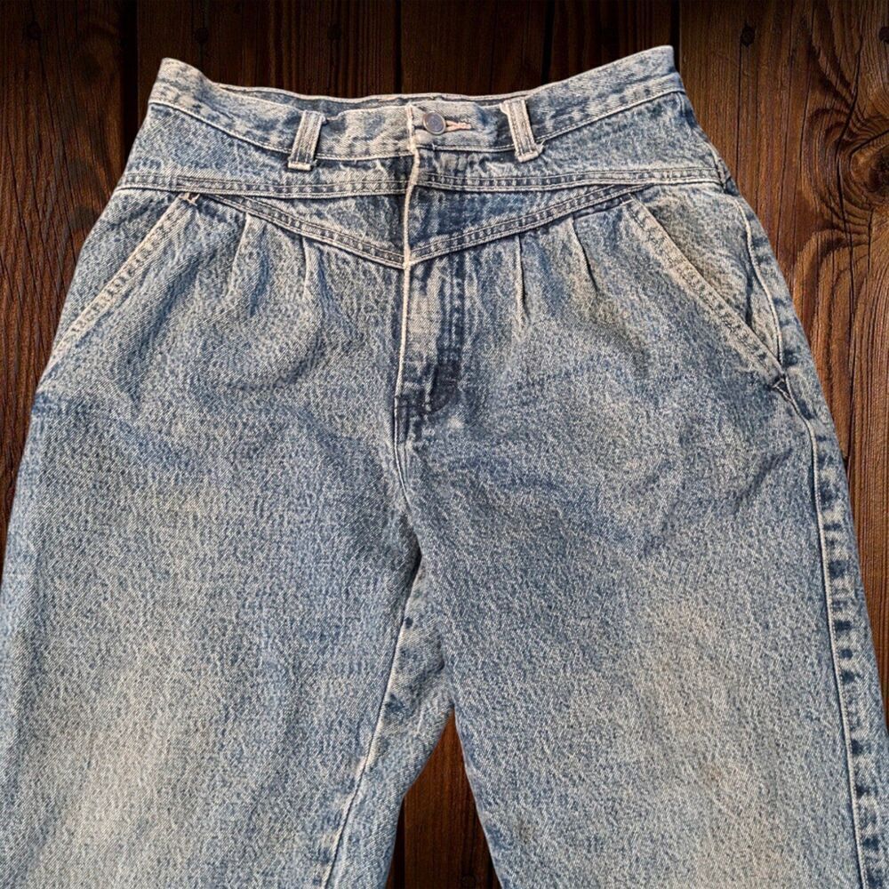 80s Vintage Stonewash Britannia Womens High Waist Denim Jeans Size 11 (w28)